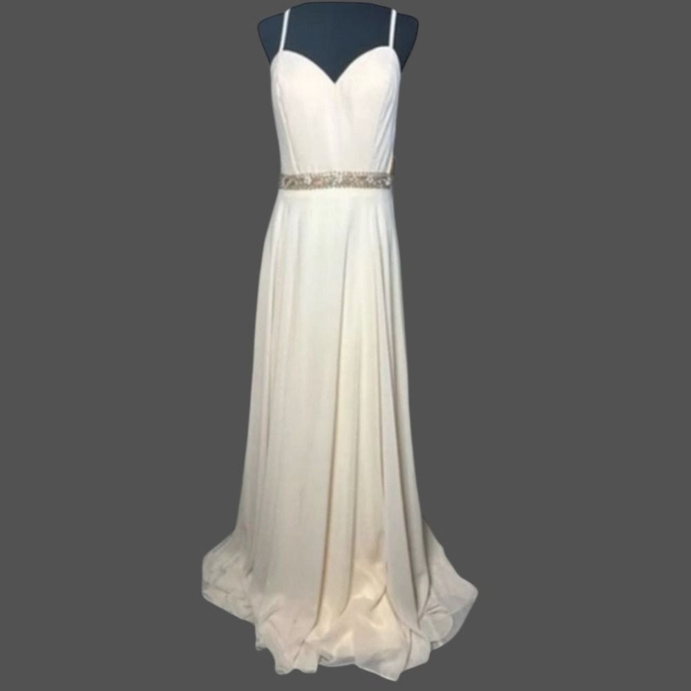 NWT Cinderella Divine Peaches and Cream with Beaded Gold Belt sz 12